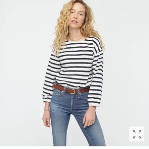 J Crew NEW Puff Sleeve Striped Top